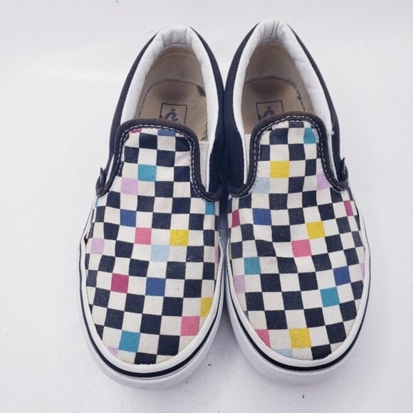 Vans Checkerboard Multicolor Slip On Sneakers Kids Unisex Youth Size 3 - Picture 7 of 13